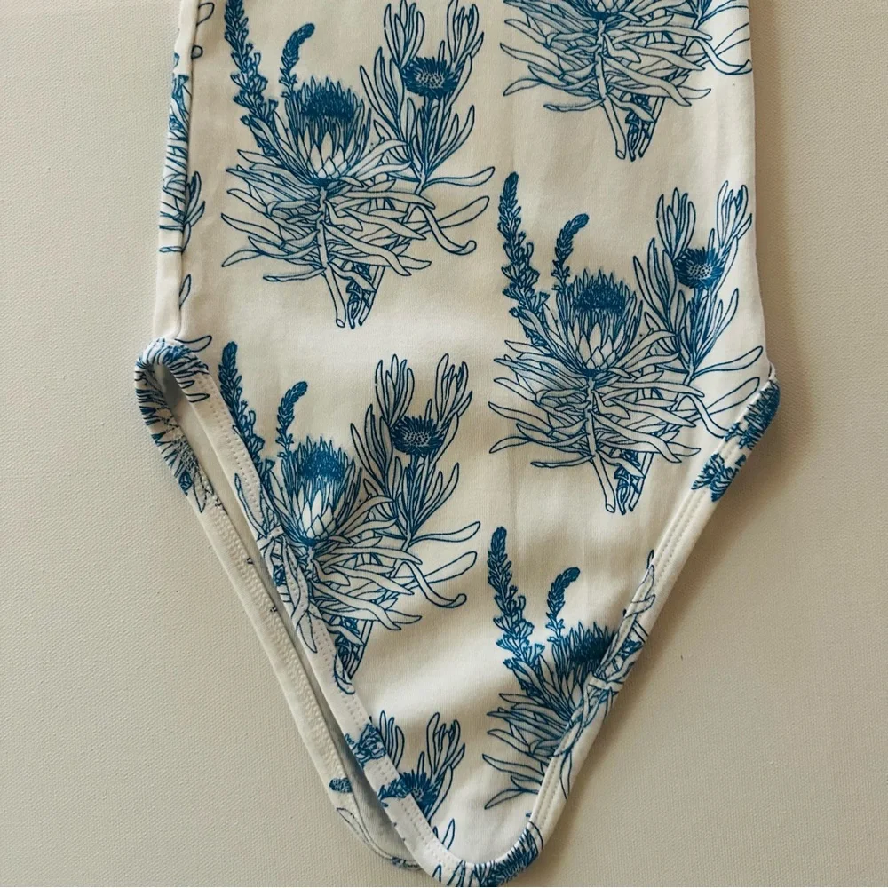 Kate Quinn 0-3 Months Baby Girl Blue White Floral Knot Nightgown Organic Cotton